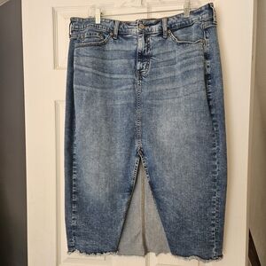 Torrid Denim Midi Skirt with Frayed Hem